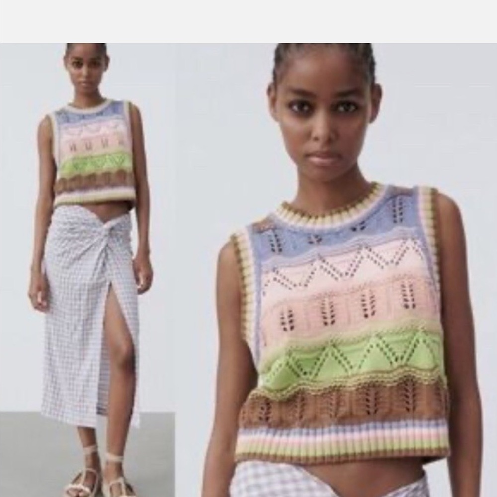 Zara Multicolor Knit Sleeveless Top